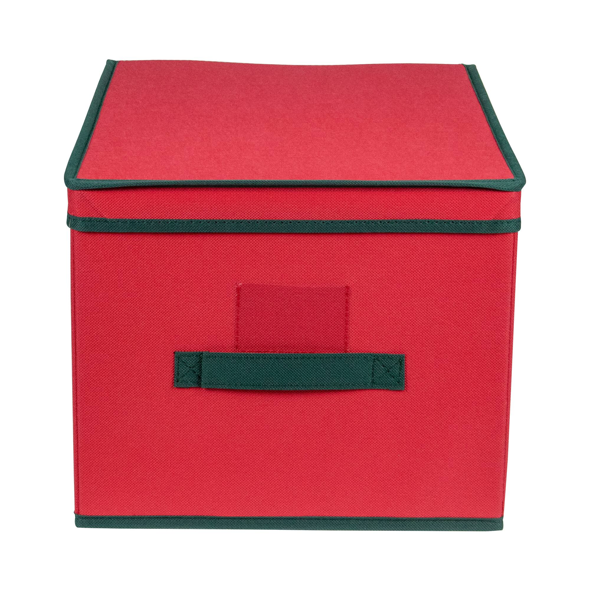 16" Red And Green Collapsible Christmas Decoration Storage Box